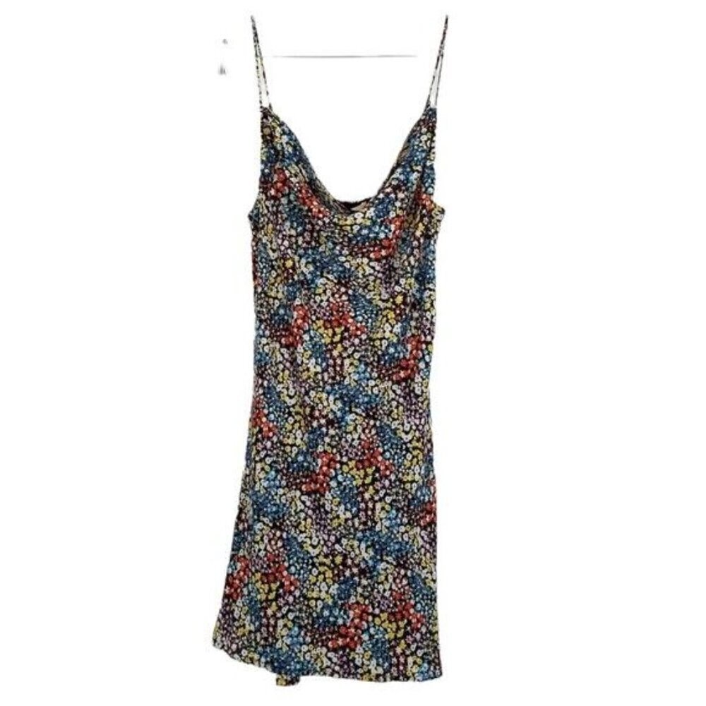 ROWA Women Black Floral Spaghettis Strap Dress BNWOT Sz XS Cowl Neck